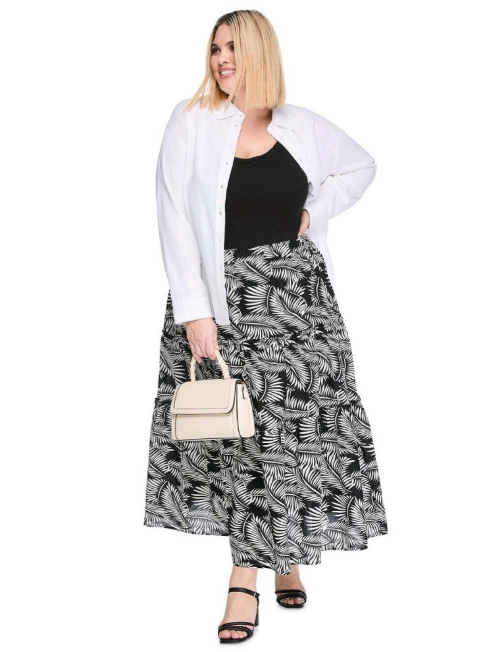 Lane Bryant Women's Plus Size Tiered Maxi Skirt,2 Side Pocket Elastic Waistband